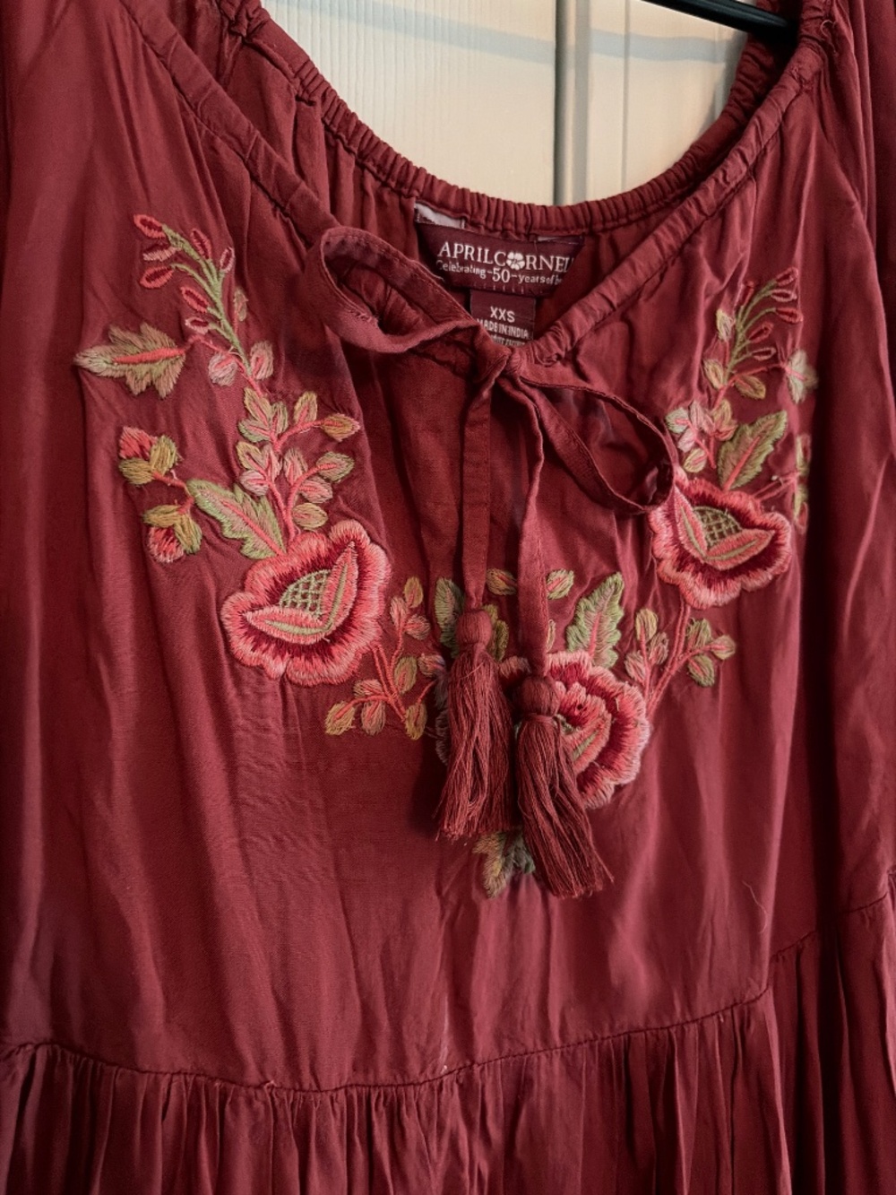 April Cornell red embroidered dress - Picture 6 of 11